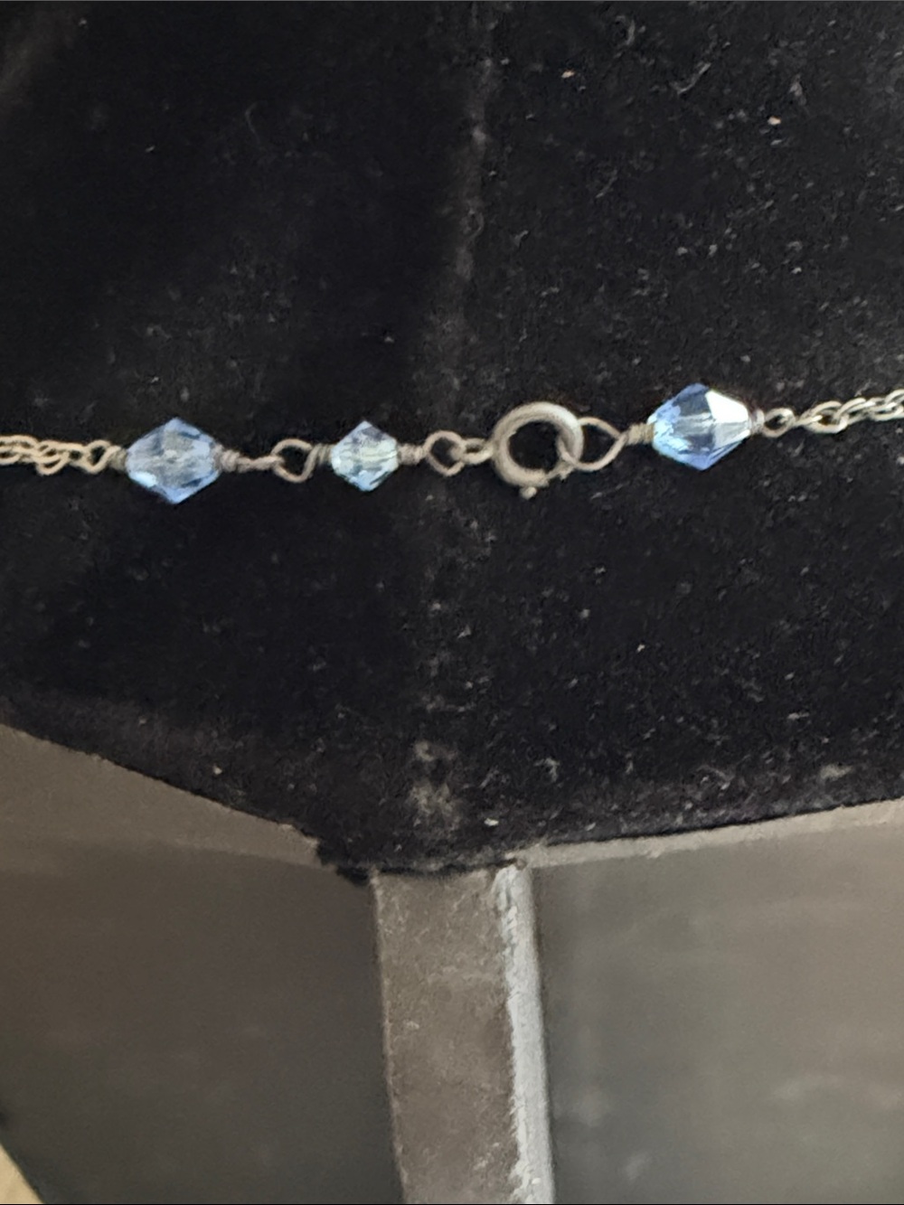 Crystal necklace deep and light blue sterling silver handmade vintage - Picture 5 of 5